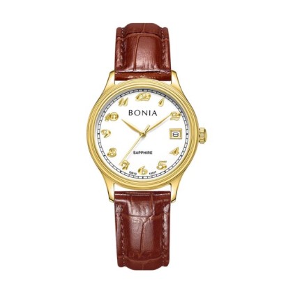 Bonia Elegance BNB10917-2214 Brown Leather Strap Women Watch  